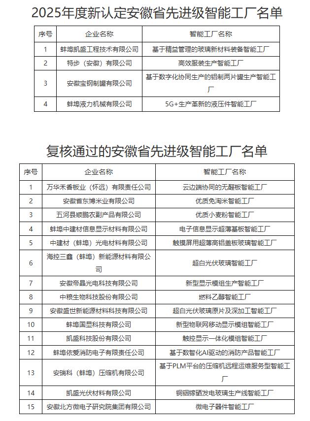 星空体育平台：蚌埠4个先进级智能工厂获认定(图1)
